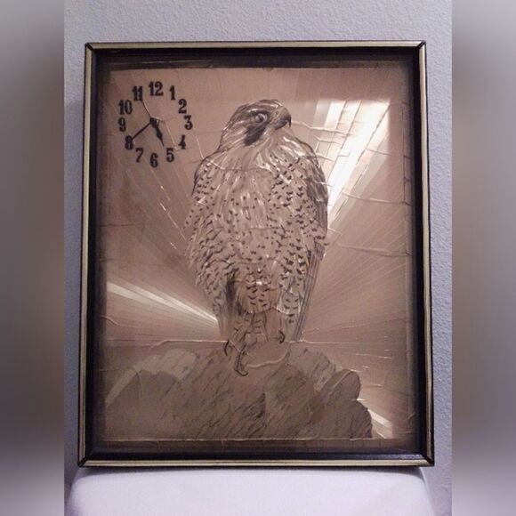 Vintage Peregrine Falcon Artwork with Clock by Michael B. Shawdy” - Picture 2 of 9